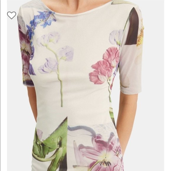 GANNI Printed Bold Floral Mesh Maxi Dress - Picture 5 of 14